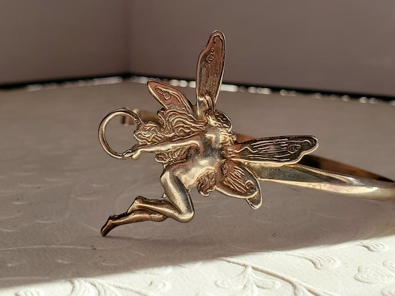 Vintage sterling fairy cuff bracelet