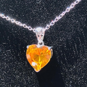 Gemmy Citrine heart necklace, sparkling citrine heart pendant, Citrine heart crystal, citrine pendant, citrine necklace