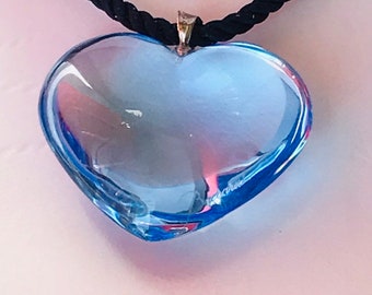 Very RARE Baccarat Glamour Pink Heart Pendant, Vintage