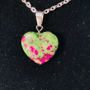 Watermelon tourmaline heart pendant, watermelon tourmaline necklace, heart pendant