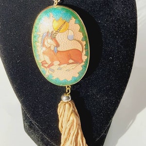 RARE Large Vintage cloisonné unicorn pendant with tassel vintage unicorn necklace, 1980’s unicorn. This is a gorgeous and rare piece!