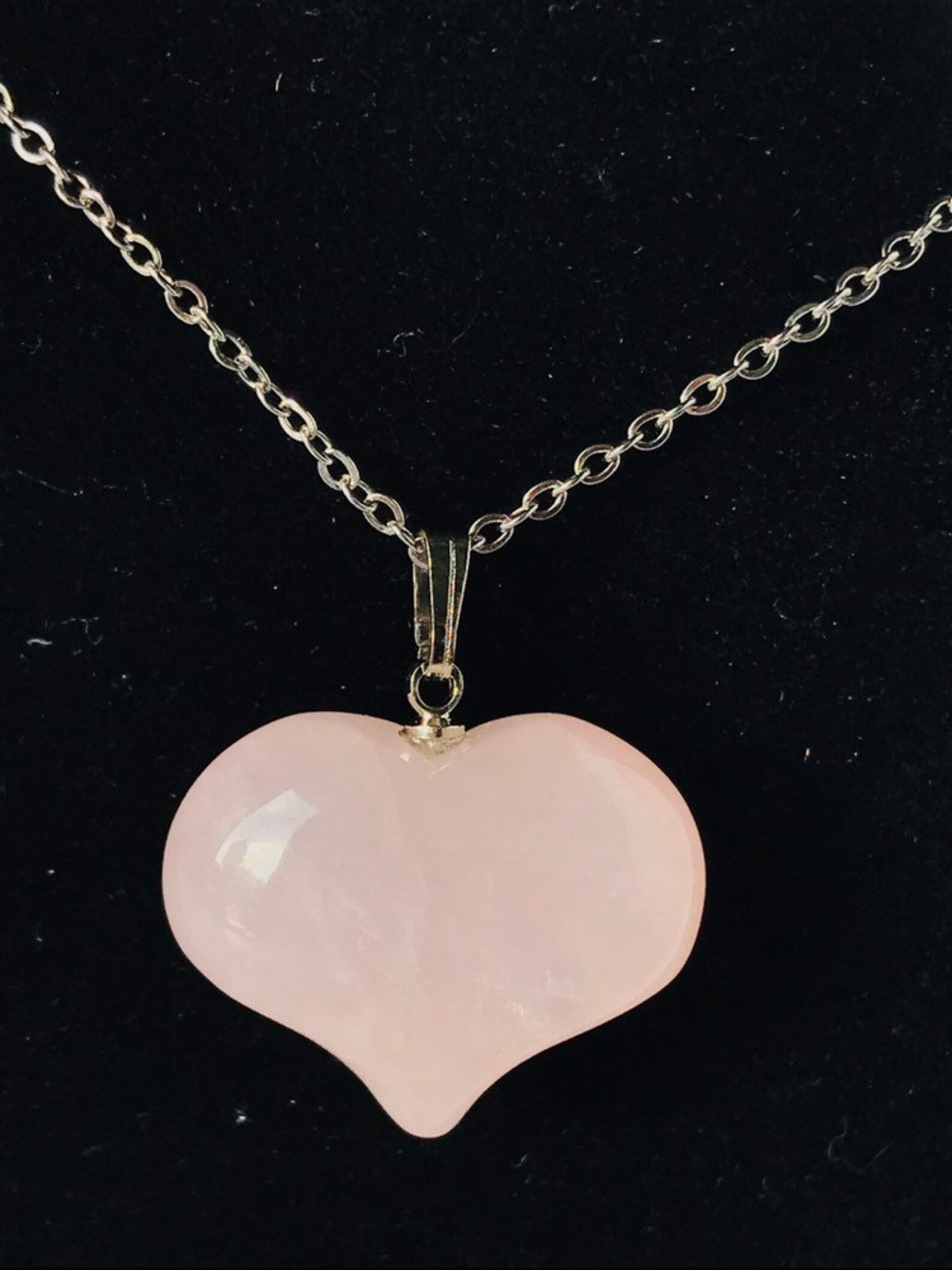 Colgante de cuarzo rosa collar de corazón de cuarzo rosa | Etsy