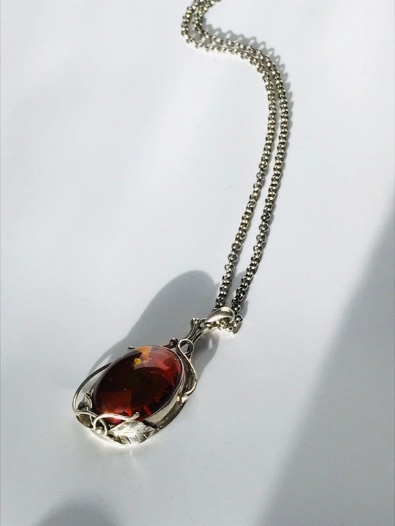 Amber pendant with long chain, amber necklace - image 8