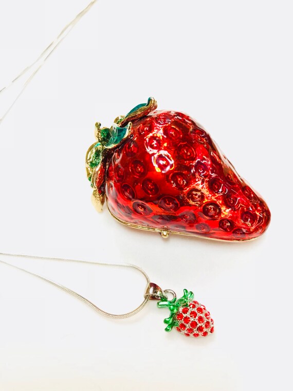 Vintage rare strawberry trinket box with strawberr