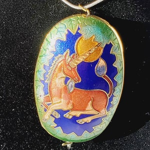 RARE Large Vintage cloisonné unicorn pendant with tassel vintage unicorn necklace, 1980’s unicorn. This is a gorgeous and rare piece!