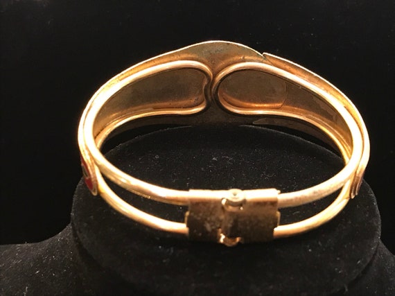 Rare vintage cloisonné unicorn cuff bracelet - image 4