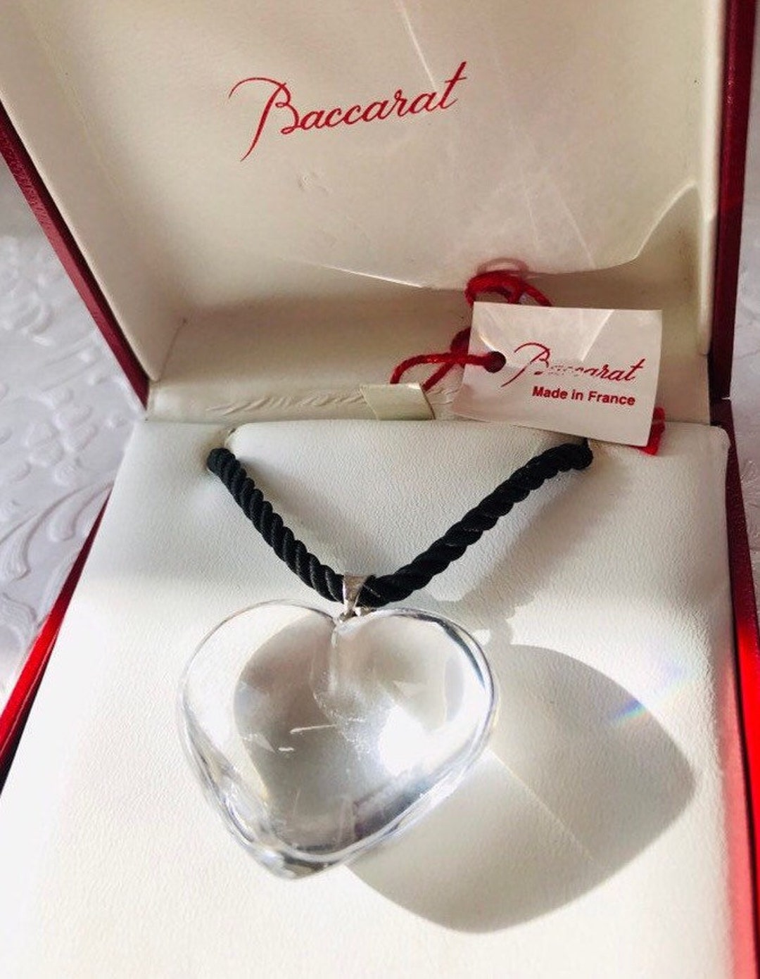 Very RARE Baccarat Glamour Heart Pendant, Vintage Clear Very RARE Baccarat Glamour Heart Pendant, Vintage Clear