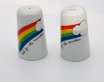 Vintage 1980s rainbow salt and pepper shakers
