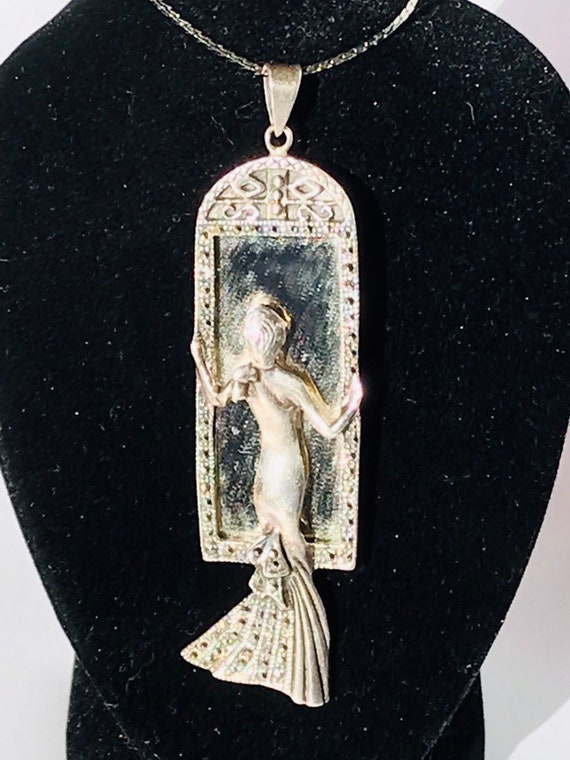 Incredibly RARE antique sterling silver mermaid p… - image 6
