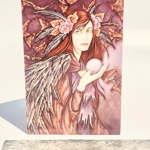 Rare vintage fairy and crystal ball card, fairy greeting card, vintage fairy, vintage cards, tree free, Torah de Danaan