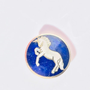 RARE vintage cloisonné aquamarine blue unicorn button, 1980s unicorn shirt or jacket button