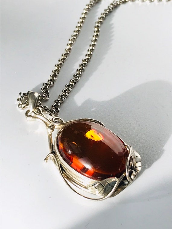 Amber pendant with long chain, amber necklace - image 4