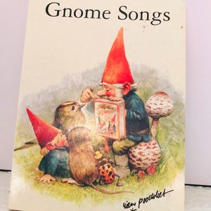 Rare vintage Gnome Songs collectible  board book by Rien Poortvliet, David the gnome, Swedish tomte, Kabouter