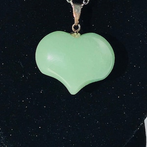 Jade heart pendant, jade crystal necklace