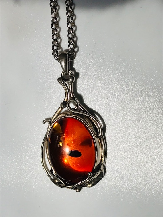 Amber pendant with long chain, amber necklace - image 3