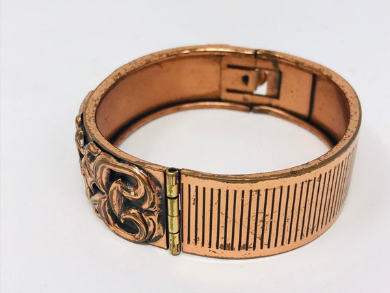 Rare vintage copper Renoir clasp bracelet, flower… - image 2