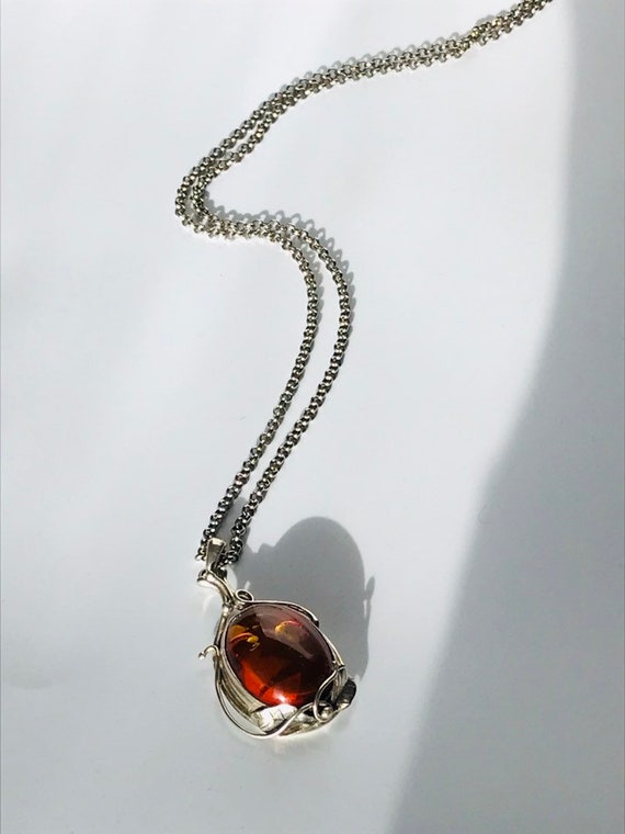 Amber pendant with long chain, amber necklace - image 5