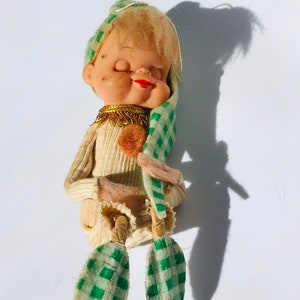 Antique knee hugger elf, elf ornament, vintage elves, antique made in Japan elf, knee hugger made in Japan elf