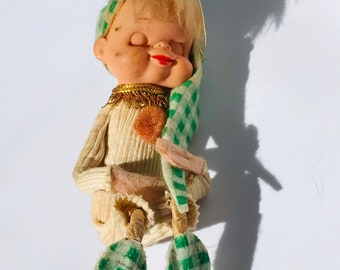 Antique knee hugger elf, elf ornament, vintage elves, antique made in Japan elf, knee hugger made in Japan elf
