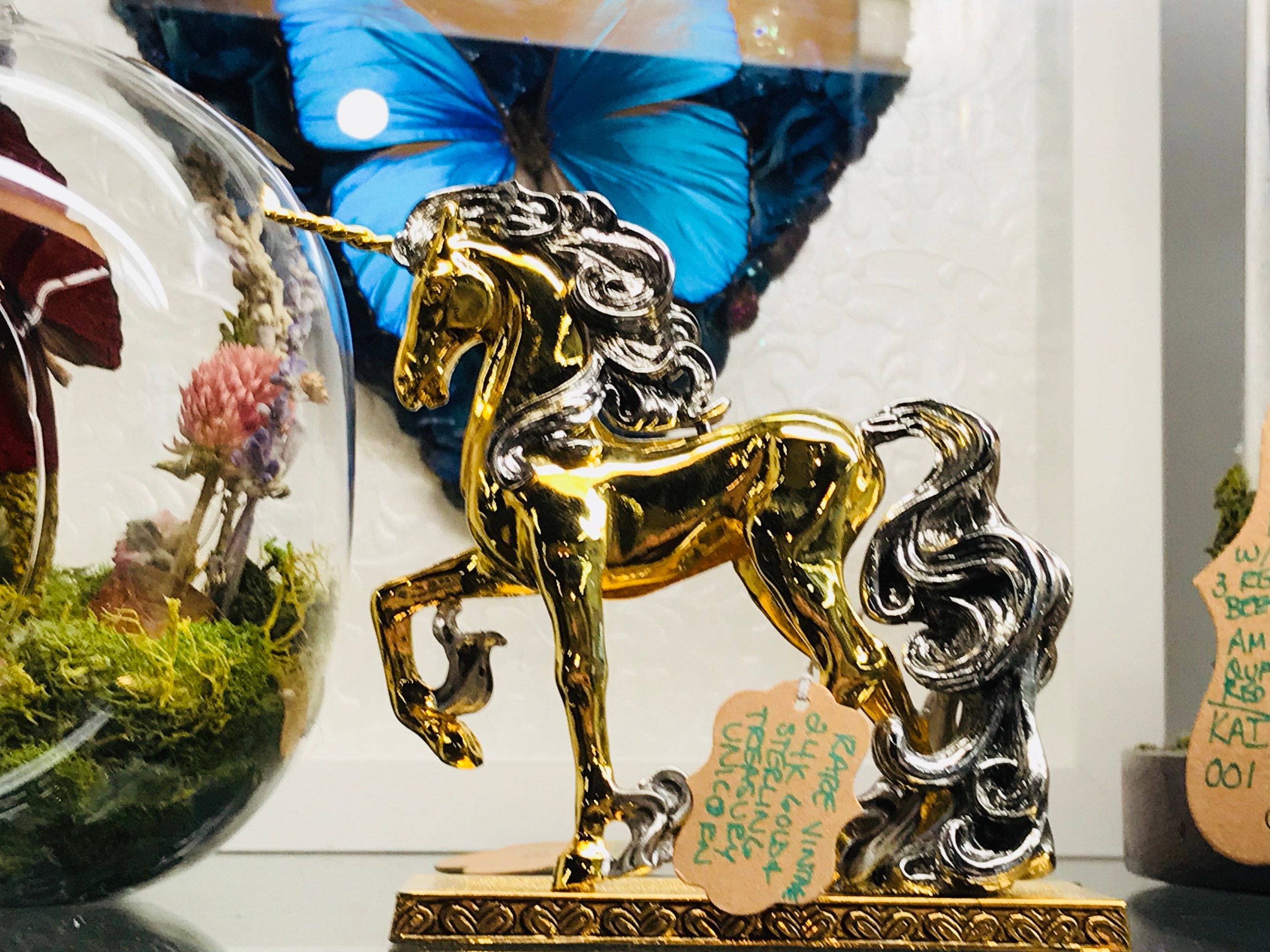 Marcolin Art Crystal ユニコーン クリア 金 B153 Hand Blown Glass Unicorn Rearing - Prochaska Gallery