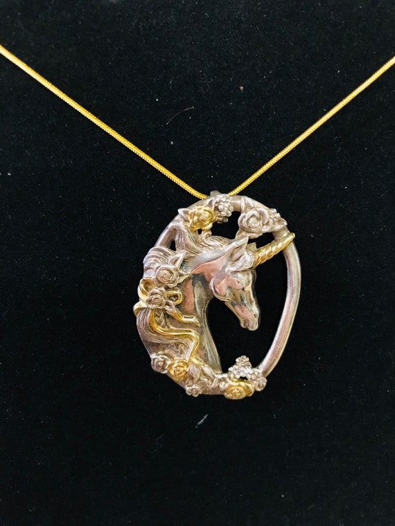 Rare vintage large Gorham sterling unicorn pendant an… Gem