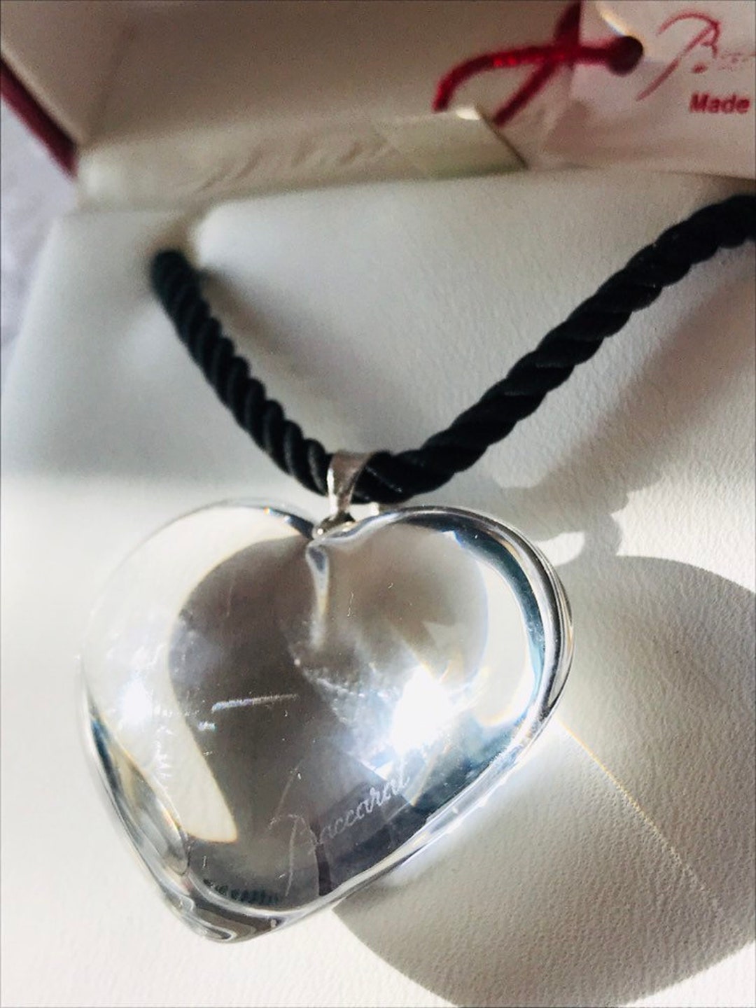 Very RARE Baccarat Glamour Heart Pendant, Vintage Clear Crystal