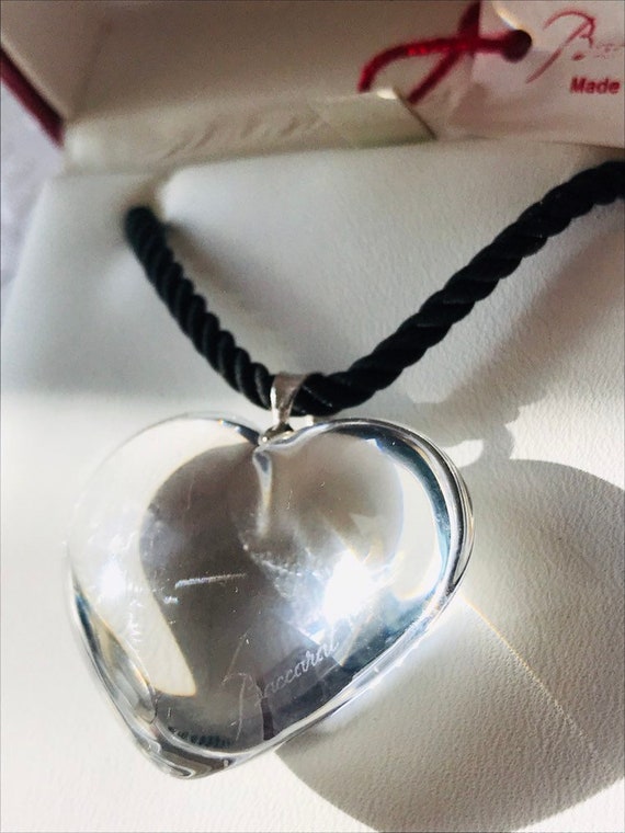 Very RARE Baccarat Glamour Heart Pendant, Vintage Clear Crystal