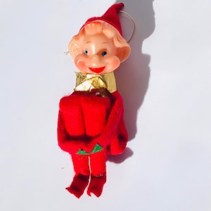 Antique knee hugger elf, elf ornament, vintage elves, antique made in Japan elf, knee hugger made in Japan elf