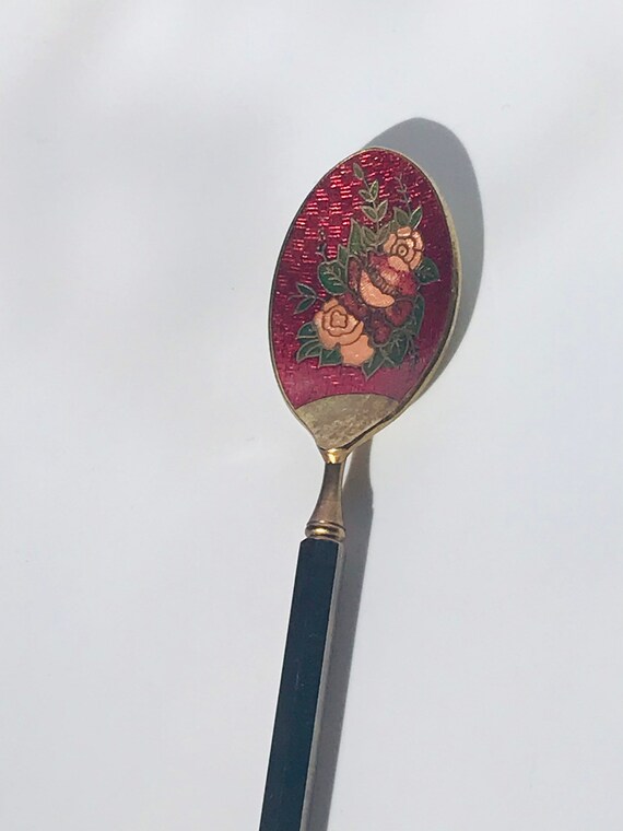 Vintage cloisonne roses floral tea spoon from the 198… Gem