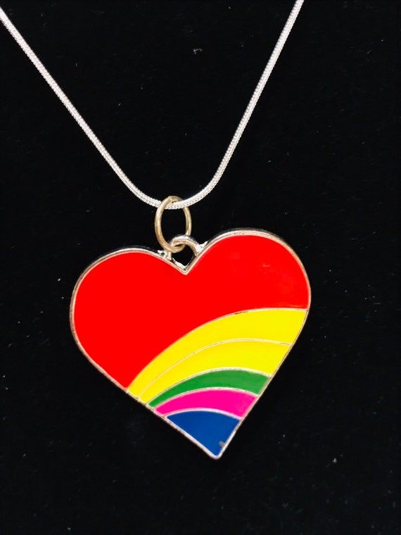 Amazing large vintage rare 1980s rainbow heart nec