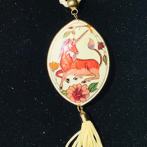 RARE Large Vintage cloisonné unicorn pendant with tassel vintage unicorn necklace, 1980’s unicorn. This is a gorgeous and rare piece!