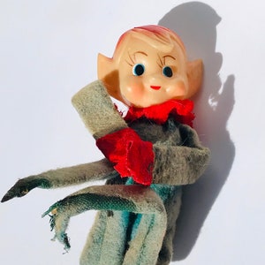Antique knee hugger elf, elf ornament, vintage elves, antique made in Japan elf, knee hugger made in Japan elf