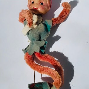 Antique knee hugger elf, elf ornament, vintage elves, antique made in Japan elf, knee hugger made in Japan elf
