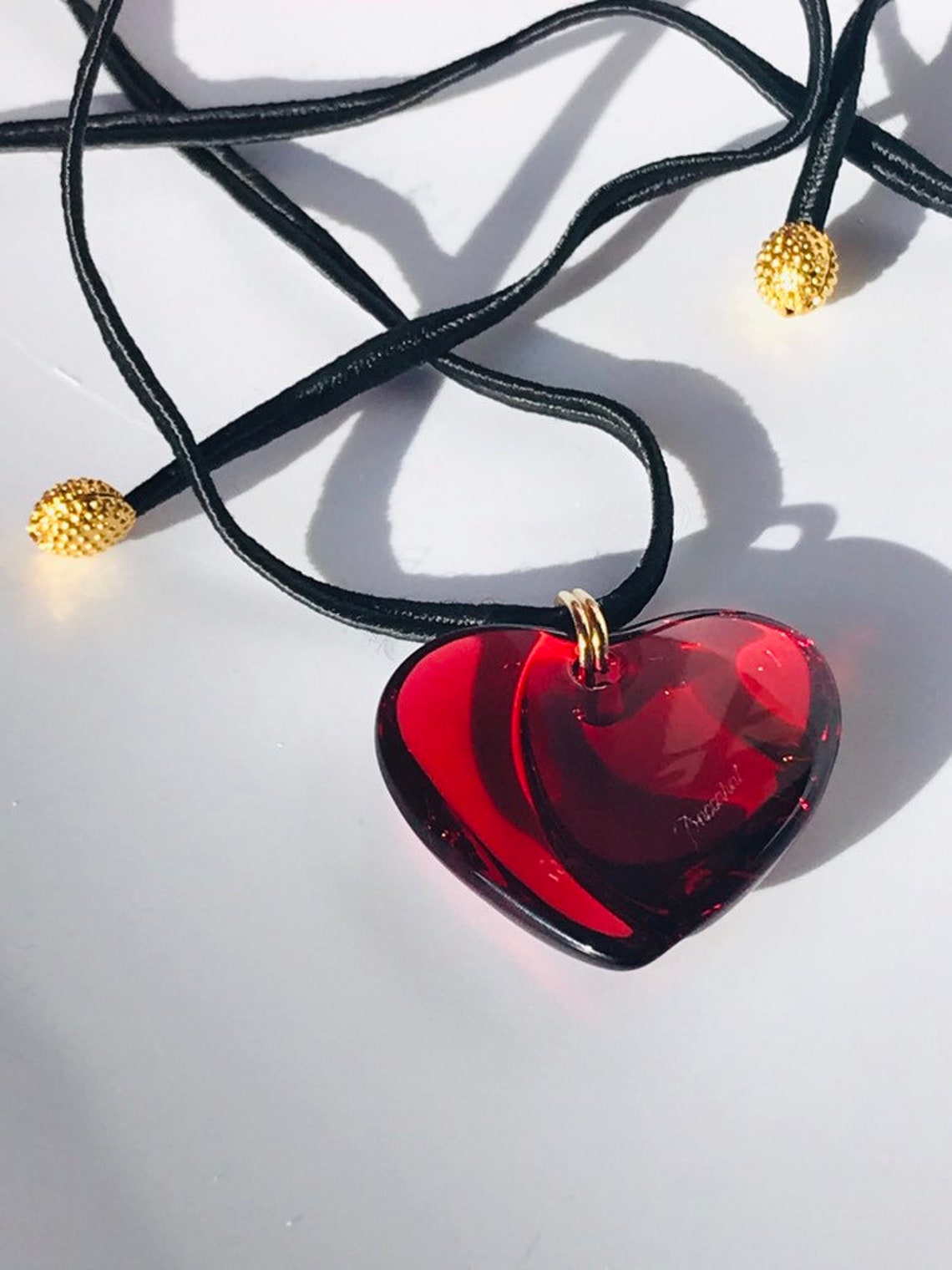 Vintage Baccarat red heart pendant Baccarat crystal heart | Etsy