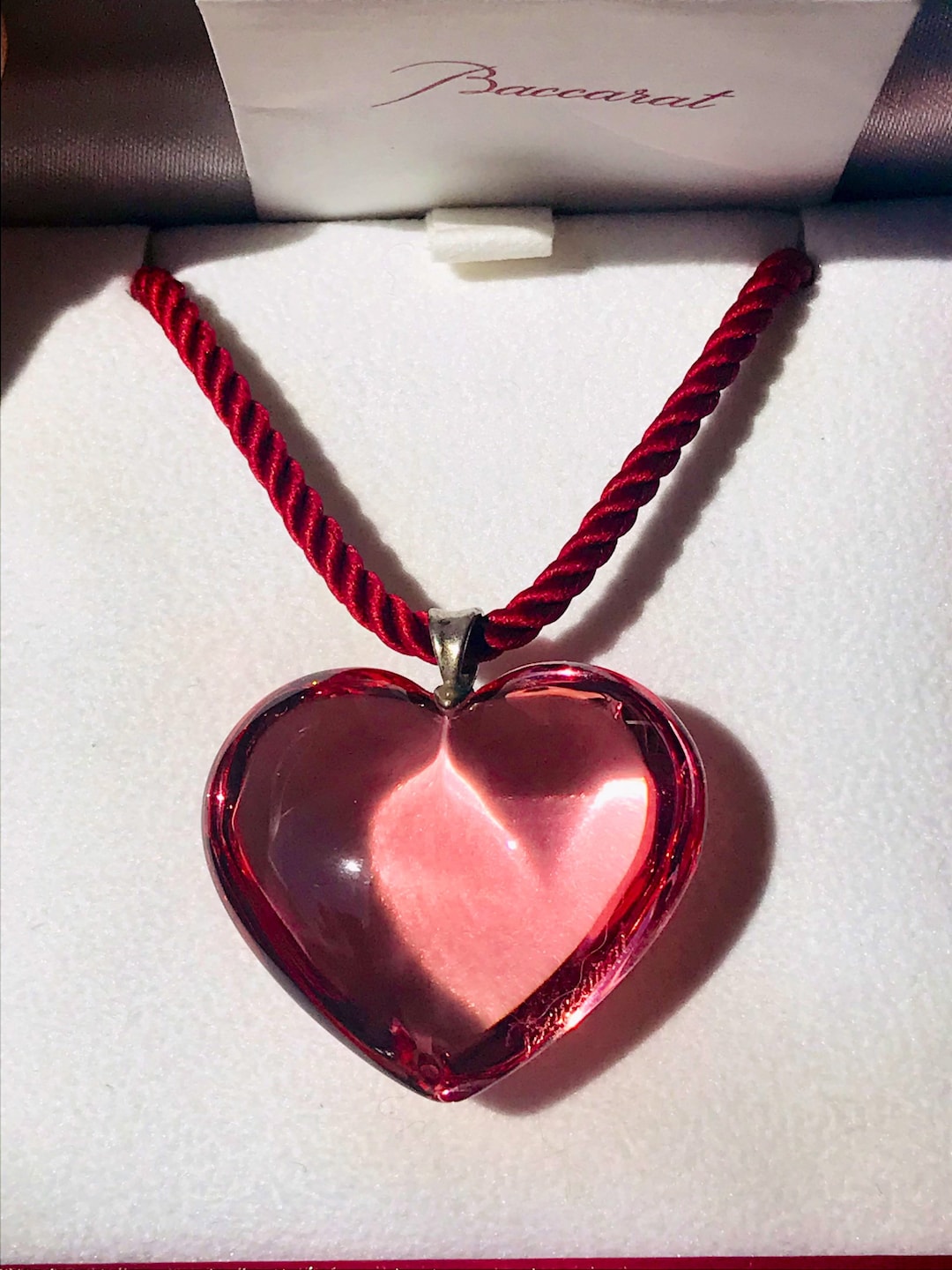Very RARE Baccarat Glamour Pink Heart Pendant, Vintage Crystal Baccarat ...