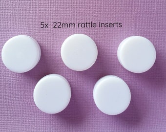 Rattle insert, shaker insert, rattle toy insert, doll making supply, 5 flat rattle inserts, craft supplies, rattle, 22mm rattle inserts