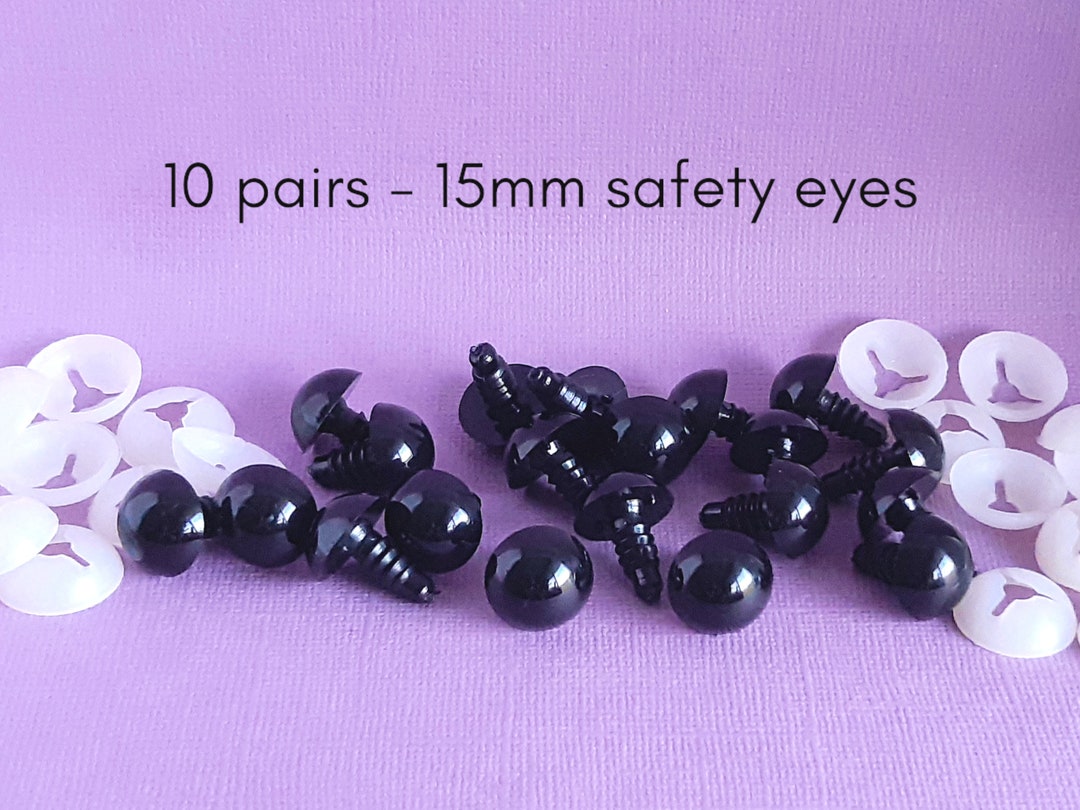 Black Safety Eyes, 15mm Safety Eyes, Doll Making, Crochet, Sewing