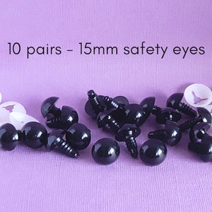 100 Pack Safety Eyes, Black Crafts Safety Eyes Spiral Solid Plastic Eyes  with Washers for Bear, Doll, Puppet, Plush Animal and DIY Craft (10mm)