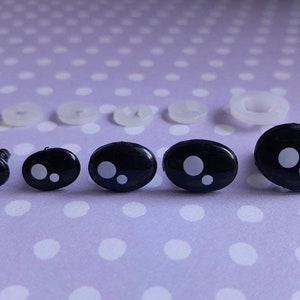 8x12mm Solid Black Oval Safety Eyes/Noses with Washers: 2 Pair