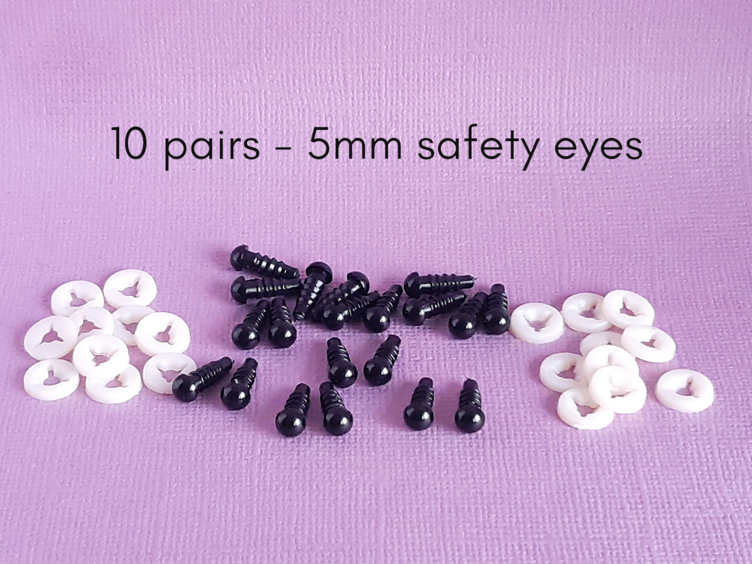 22mm Black Round Flat Eyes/Safety Eyes/Plastic Eyes - 10 Pairs