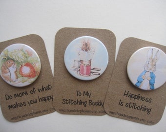 Needle Minder Magnetic - Beatrix Potter - Cross Stitch, Sewing, Embroidery - Needle Keeper - Needleminder - Peter Rabbit - Mothers Day Gift