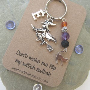Halloween Keyring, Diffuser Crystal Keychain, Diffuser Gemstone Keyring, Personalized, Halloween Keychain, Witch Keyring, Pagan Gift, Wiccan