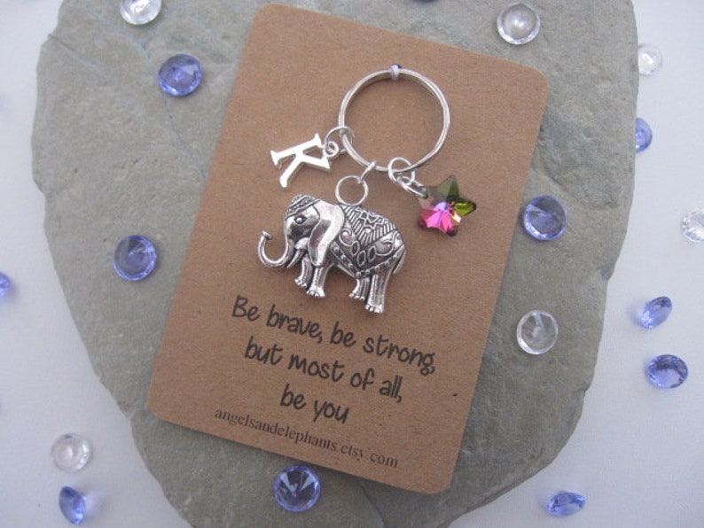 Elephant Keyring Elephant Keychain Personalized Initial Etsy UK