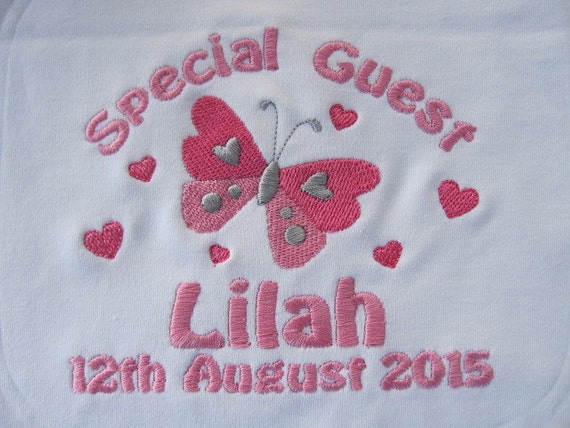 Personalizada Bebé Babero-Bordado Para Bebé-Boda-Campanas Y Corazones-Regalo