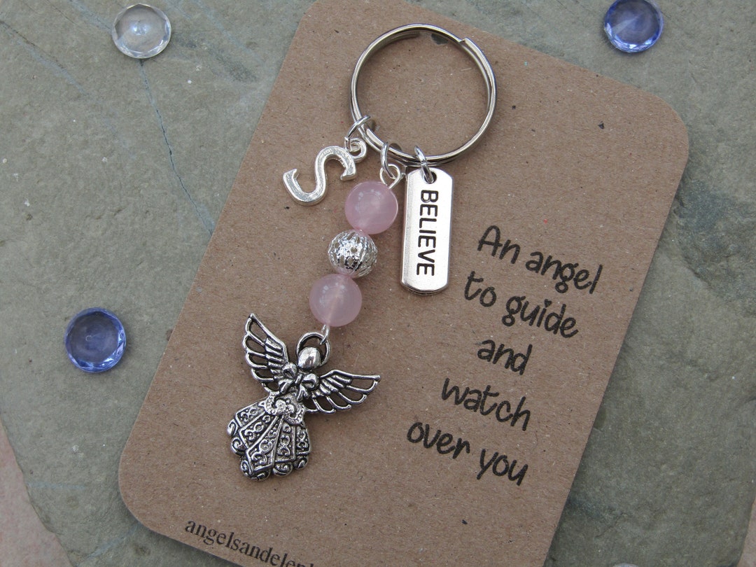 Angel Keyring, Guardian Angel Gemstone Keychain, Guardian Angel ...