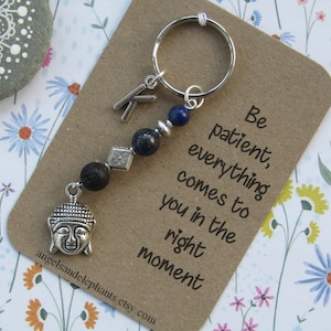 Buddha Crystal Keyring, Personalised Gemstone Diffuser Keychain, Thank You Buddhism Gift, Christmas Gifts
