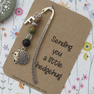 Hedgehog Bookmark, Gemstone Personalised Hedgehog Gift, Nature Lover Thank You Gifts