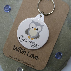 Personalised Childrens Keyring, Keychain, Back to School Keyring, Backpack Keyring, Owl Keyring, Party Bags, Christmas Eve Box, Xmas Gift