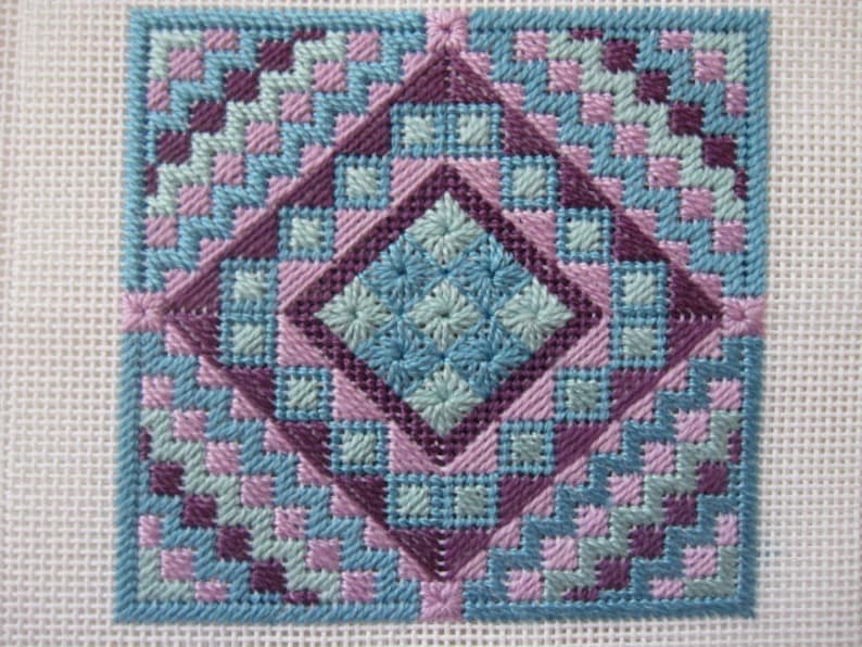 Needlepoint Embroidery Chart Canvas Work 'Diamonds' Etsy