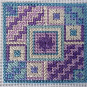 Needlepoint Embroidery Chart, Canvas Work  &#39;Pinwheel Purple&#39; - Instant Download PDF
